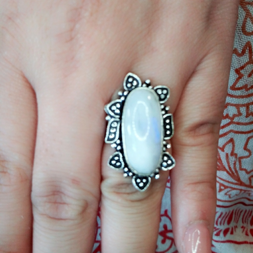 White Jasper Silver Ring